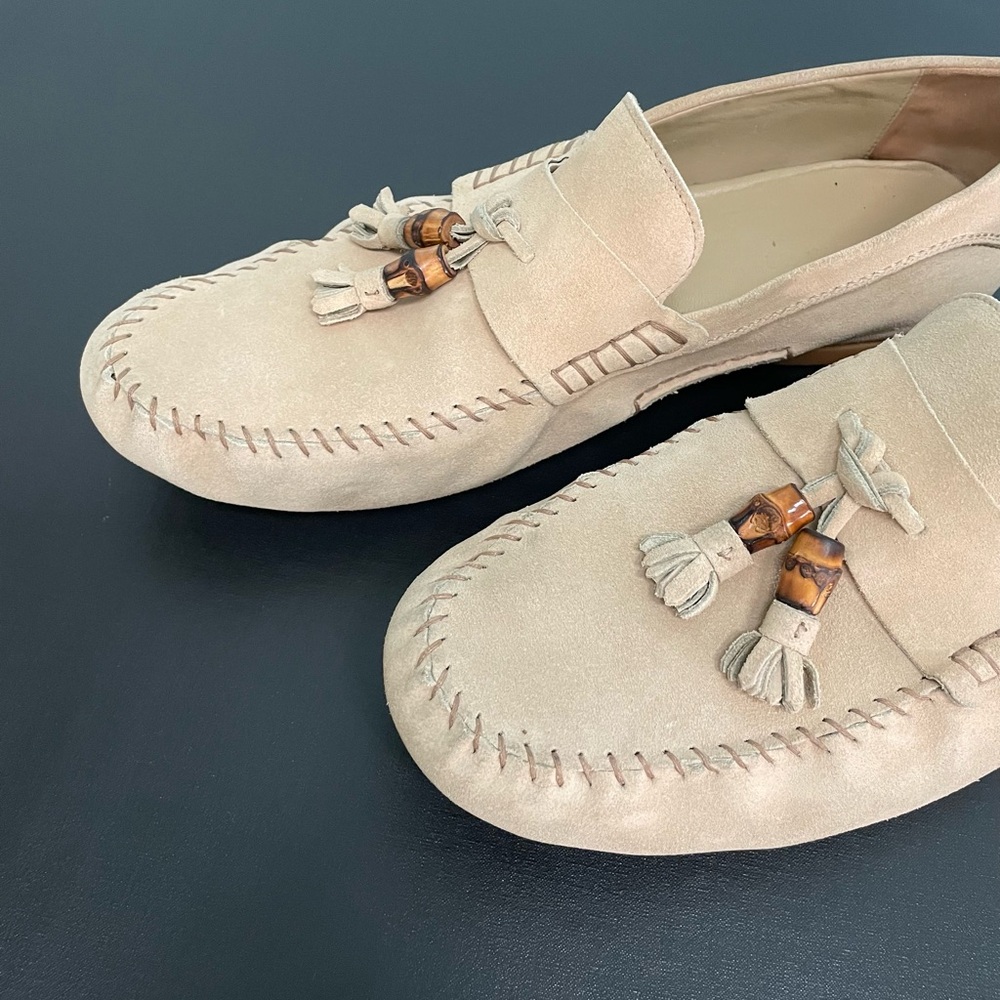 Gucci suede bamboo tassel driving loafers shoes sz 10 men’s - Picture 2 of 16